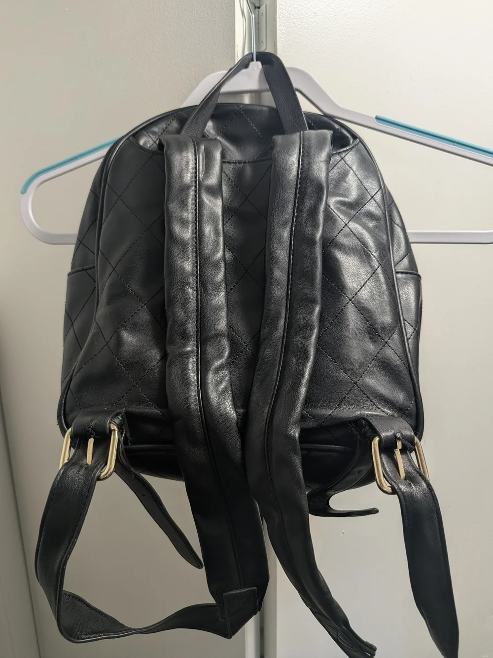 Forever 21 Quilted Black Mini Backpack with Gold Zipper